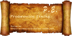 Prodanovics Etelka névjegykártya