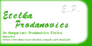 etelka prodanovics business card